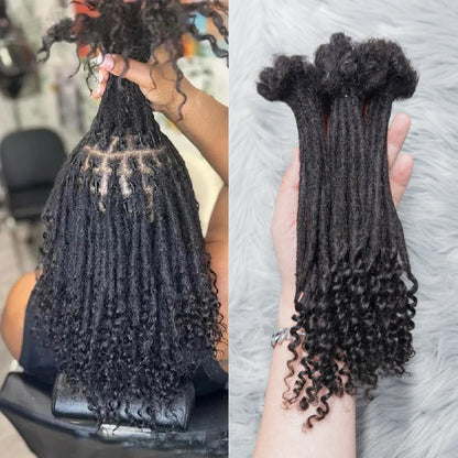 Natural Human Hair Dreadlock Extensions 8-12 Inch Curly Ends