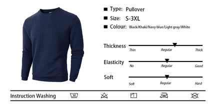 Men's Casual Jacquard Check Pullover Sweatshirt