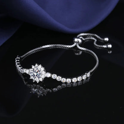 Moissanite Sunflower Bracelet in 925 Sterling Silver