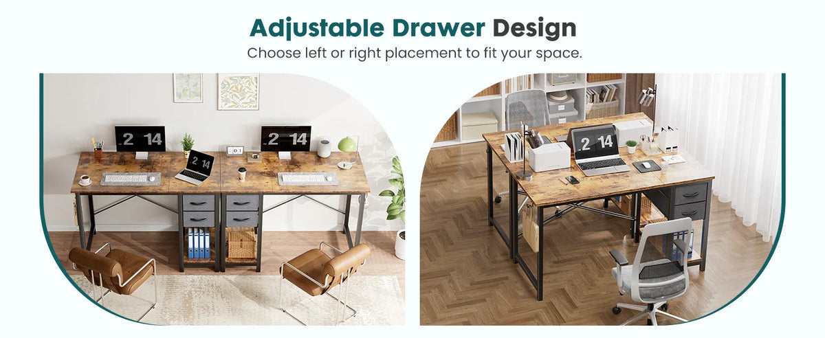 JHK 47 Inch Wood Computer Desk with 2 Drawers