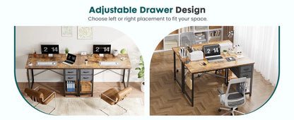 JHK 47 Inch Wood Computer Desk with 2 Drawers