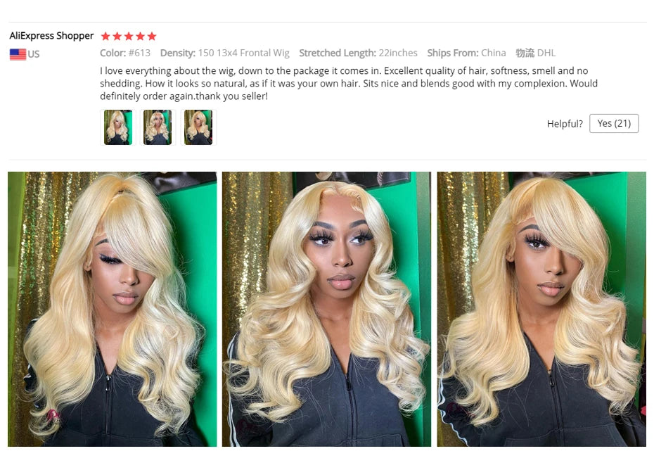 Honey Blonde Body Wave Lace Frontal Wig Brazilian Hair