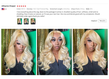 Honey Blonde Body Wave Lace Frontal Wig Brazilian Hair