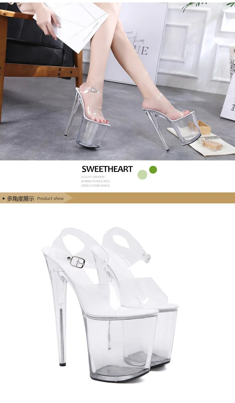 High Heel Crystal Platform Sandals for Women