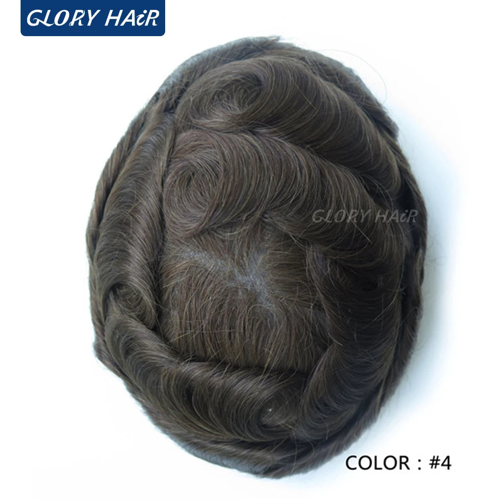 Double Knotted Toupee 130% Density Indian Hair 5 Inch