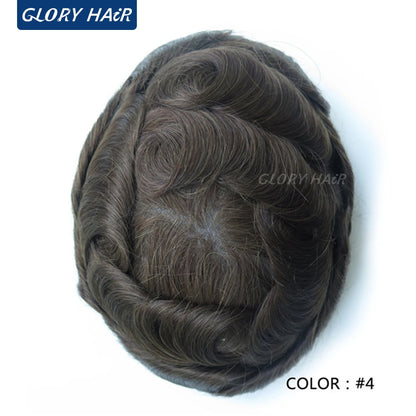 Double Knotted Toupee 130% Density Indian Hair 5 Inch