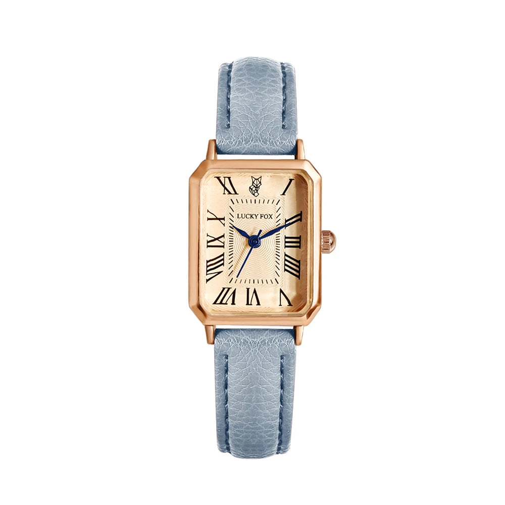 Fashion Retro Square Leather Strap Quartz Watch for Women