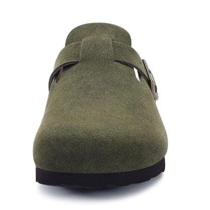 Genuine Leather Clogs with Cork Footbed for Women