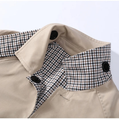 Double-Sided Long Trench Coat for Women with Pockets
