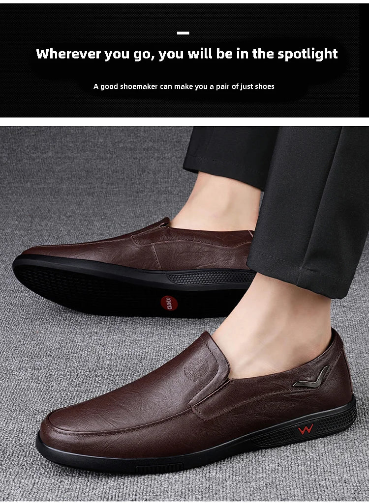 CLOHOO Men's Leather Casual Loafers for Office
