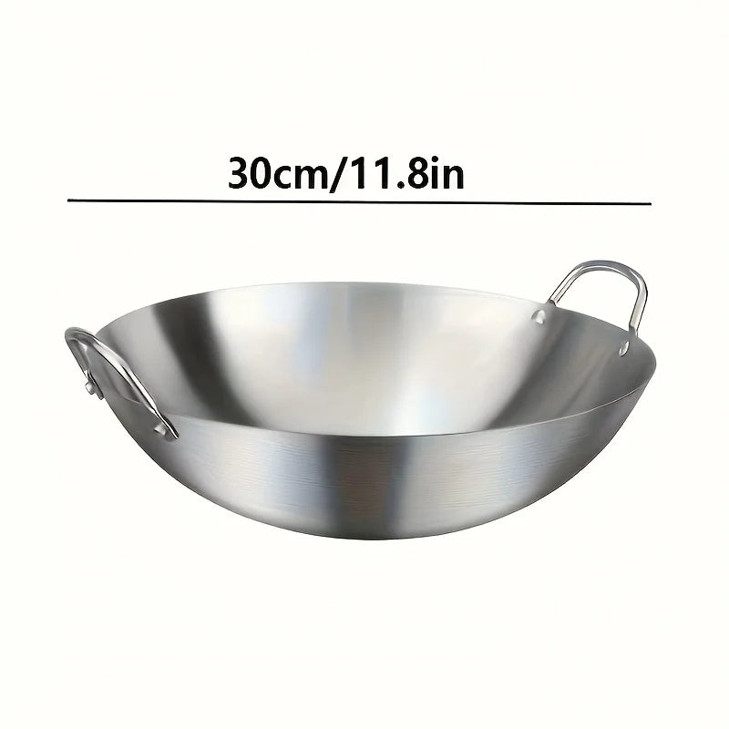 Large Stainless Steel Wok with Dual Handles 30cm