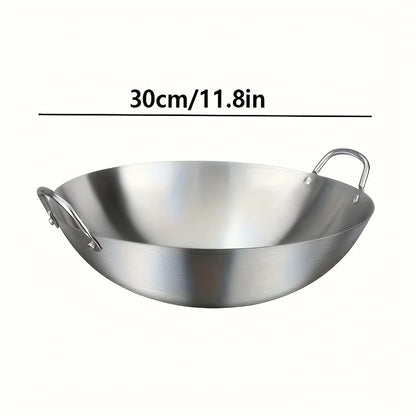 Large Stainless Steel Wok with Dual Handles 30cm