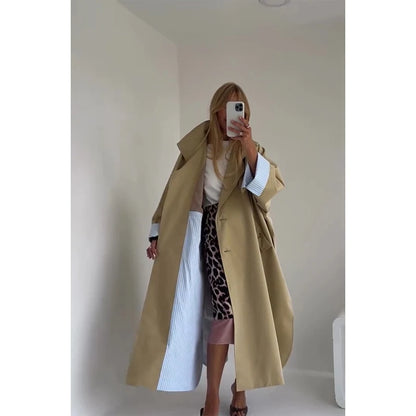 Women's Windproof Trench Coat Loose Fit Overcoat