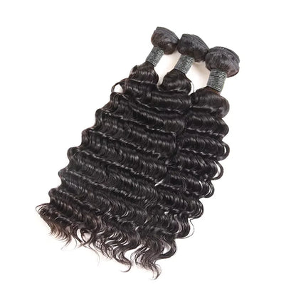 40 Inch Deep Wave Brazilian Human Hair Extensions Natural Black