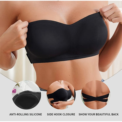 Women's Strapless Push Up Bra Removable Padded Seamless