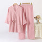 Cotton Couple Kimono Robes with Long Trousers Set