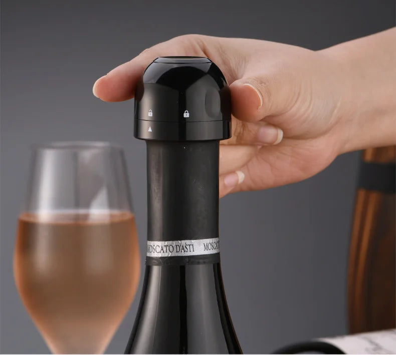 Red Wine Corks Champagne Bottle Stopper Set Black ABS Silicone