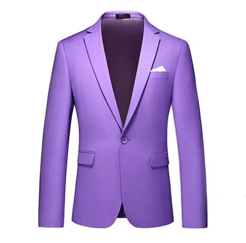 Men's Solid Color Formal Suit Jacket Slim Fit Blazer