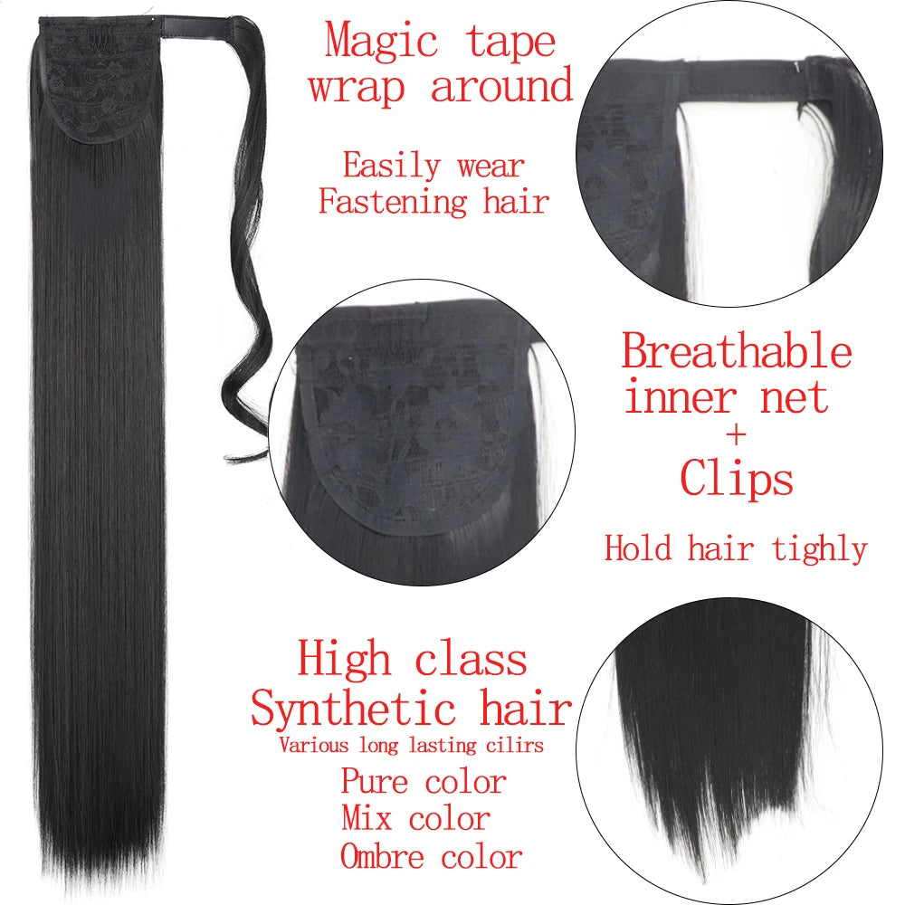 Long Straight Clip-in Ponytail Hair Extension Black