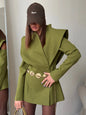 Cold Shoulder Blazer Double Breasted Women Jacket