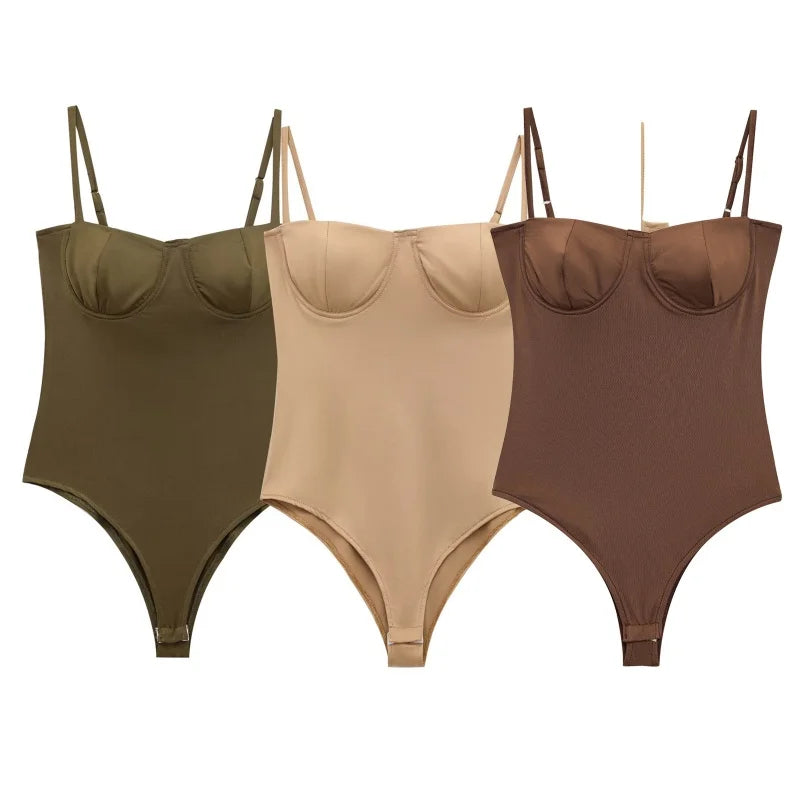 Underwire Spaghetti Strap Bodysuit for Women Casual Slim Fit
