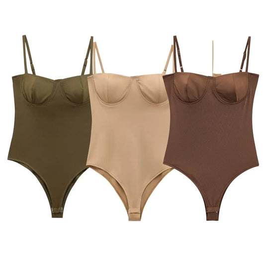 Underwire Spaghetti Strap Bodysuit for Women Casual Slim Fit