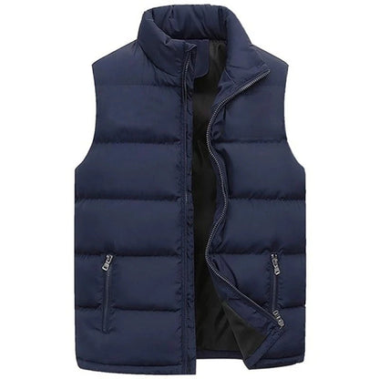 Men's Warm Sleeveless Vest Jacket with Zipper
