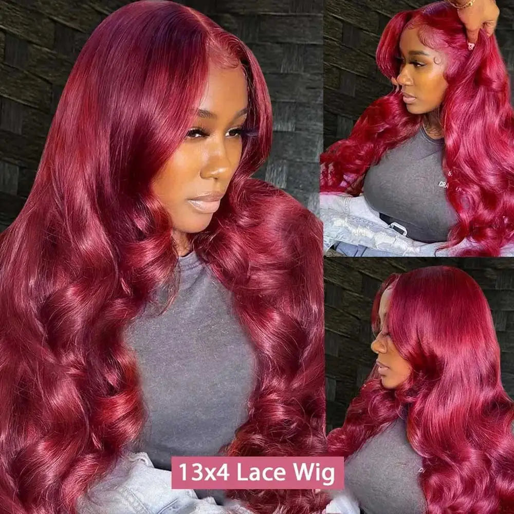 30 Inch Burgundy Body Wave Human Hair Wig
