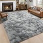 Black Plush Long-Pile Carpet, Soft Non-Slip Rug