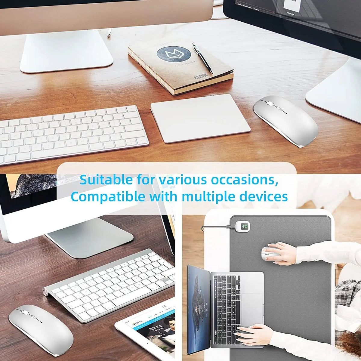 Rechargeable Wireless Mouse Dual Modes for PC and Laptop