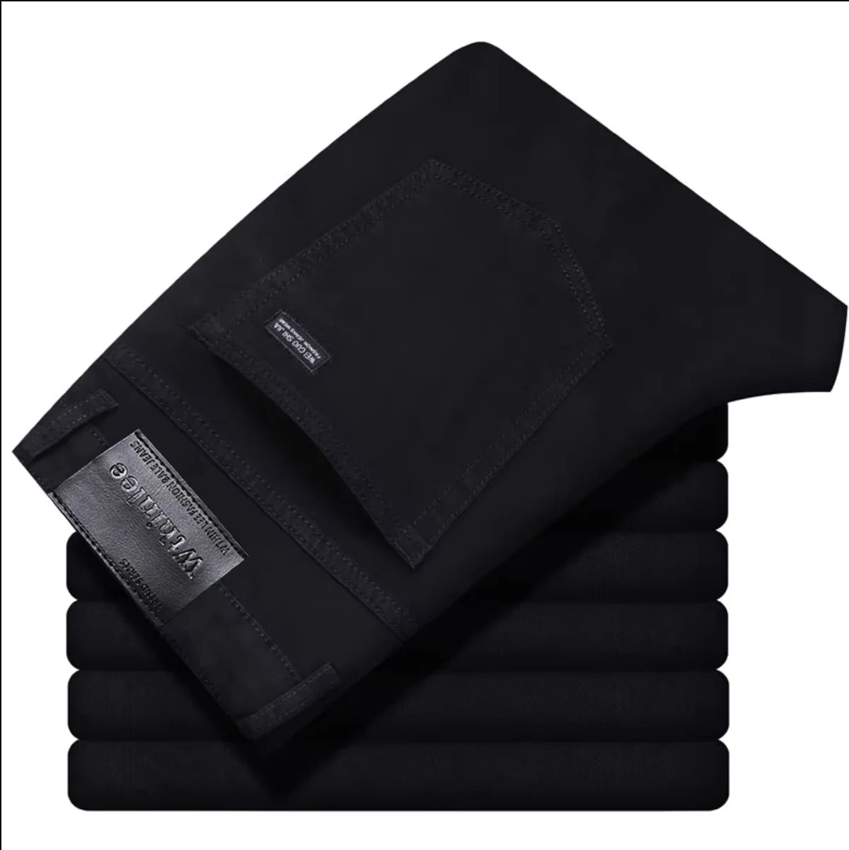 Men's Casual Straight Stretch Jeans Blue Black Denim