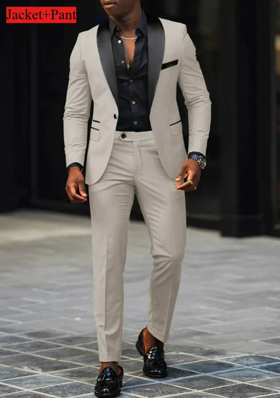 Men Slim Fit Tuxedo Suit for Weddings and Parties