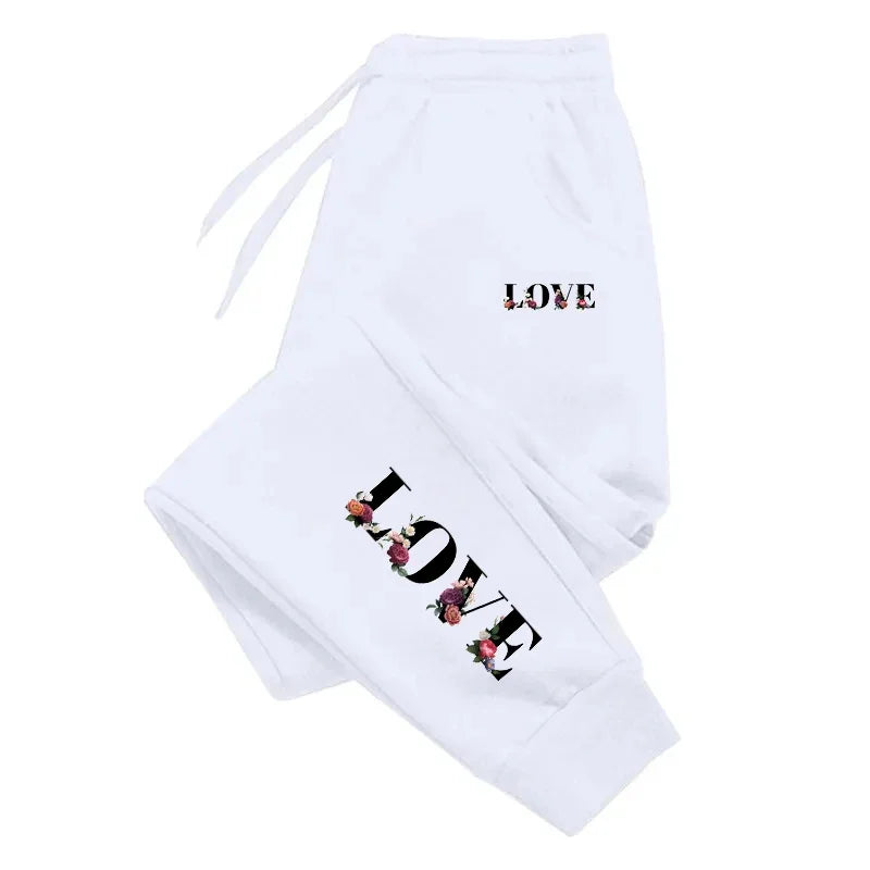 Womens LOVE Letter Print Casual Sweatpants
