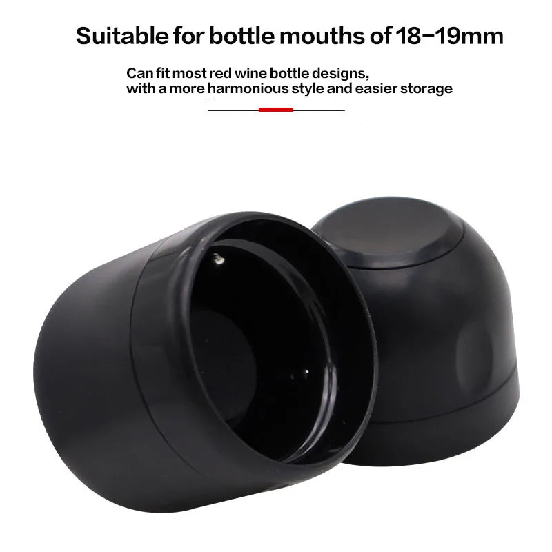 Red Wine Corks Champagne Bottle Stopper Set Black ABS Silicone