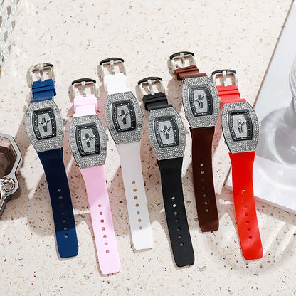 Women Silicone Jelly Quartz Tonneau Watch