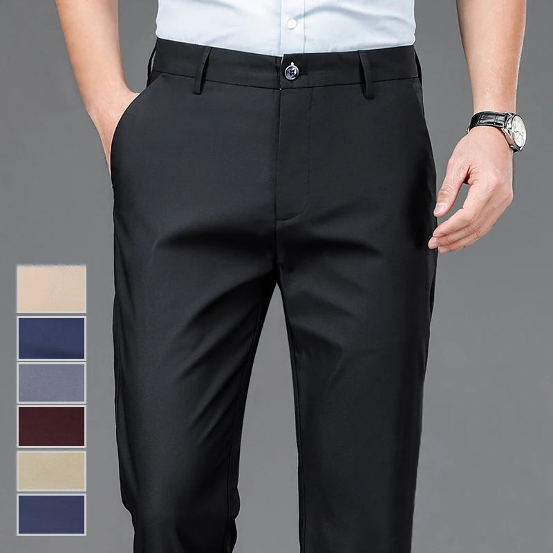 Black Stretch Smart Casual Men's Trousers