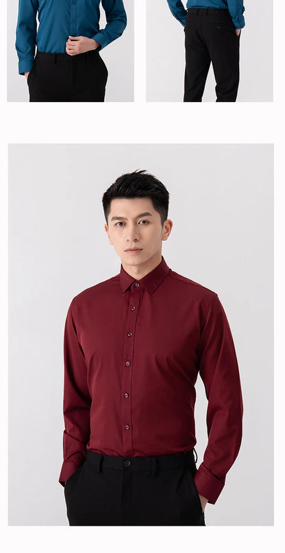 Men's Slim Fit Solid Color White Dress Shirt