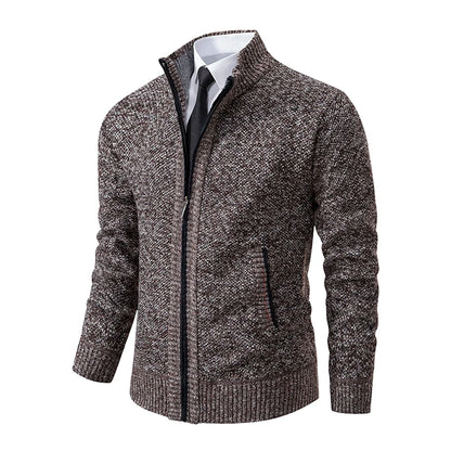 Men's Fleece Zipper Cardigan Casual Sports Coat