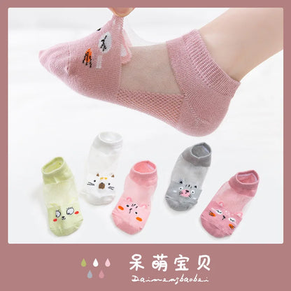 Children's Summer Fishnet Cotton Socks Set