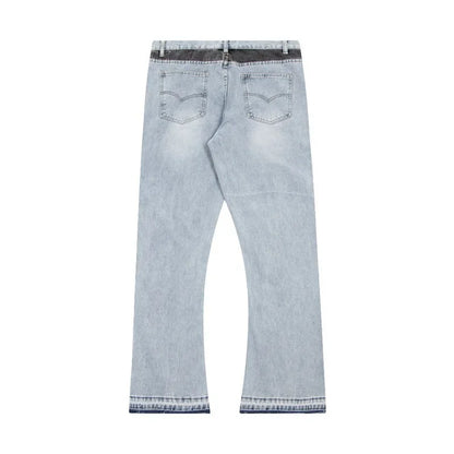 Washed Denim Trousers for Men with Micro-Flared Style