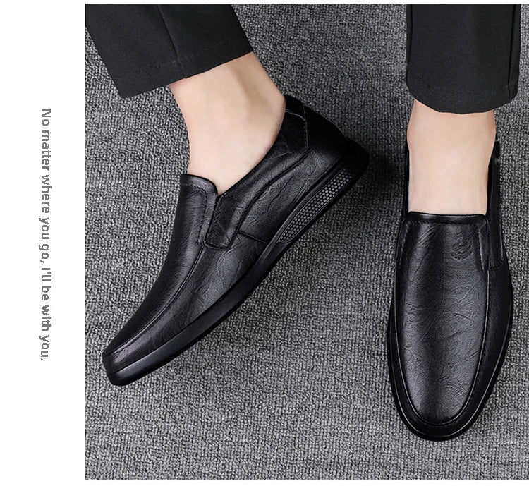 CLOHOO Men's Leather Casual Loafers for Office