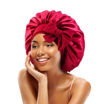 Satin Solid Sleeping Hat with Stretchy Tie Band