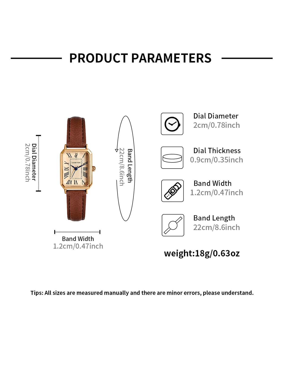 Fashion Retro Square Leather Strap Quartz Watch for Women