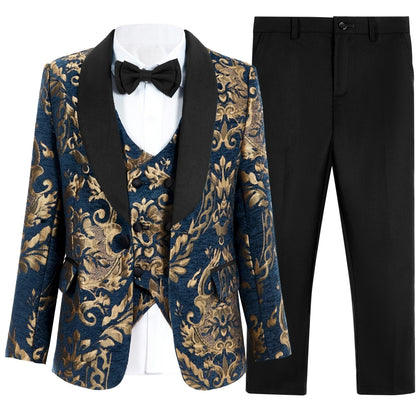 Luxury 4-Piece Suit Set for Boys, Slim Fit, Polyester