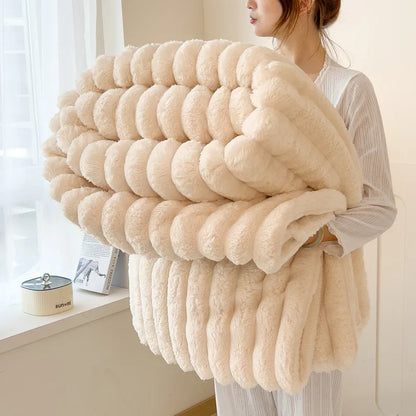 Thickened Striped Flannel Multifunctional Blanket