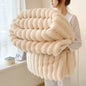 Thickened Striped Flannel Multifunctional Blanket