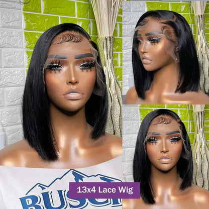 4x4 Lace Front Short Bob Wig Human Hair Straight