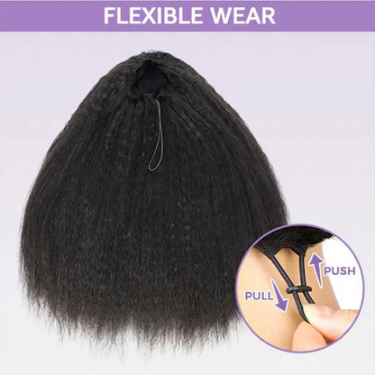 Kinky Straight Human Hair Half Wig 26 Inch Glueless
