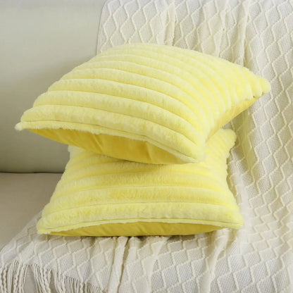 Faux Rabbit Fur Square Cushion Cover Solid Color
