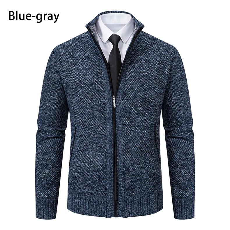 Men's Fleece Zipper Cardigan Casual Sports Coat